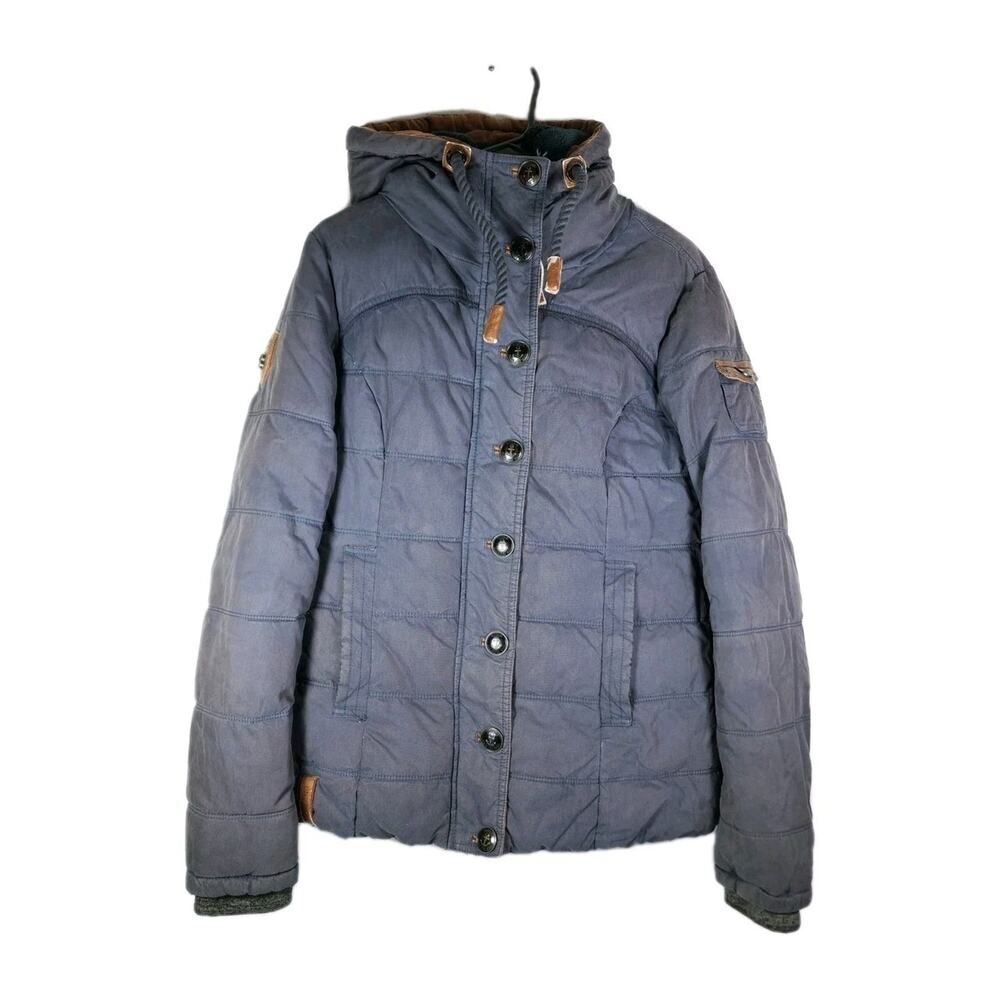 NAKETANO Women's Breakfast Club III Sz M Gray Full Zip Hooded Parka Jacket Coat